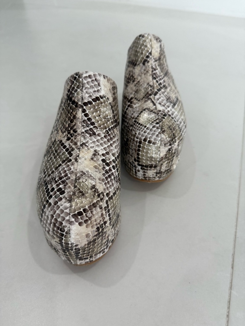 Azalea Wang Snake Print Platform Clogs Flats in Beige And Brown
